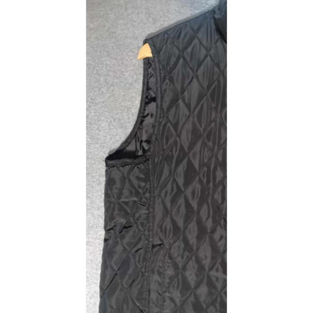 Tahari Quilt Lined Zip Up Vest Womens Size Large Black With Pockets Holiday Cold - Picture 4 of 13